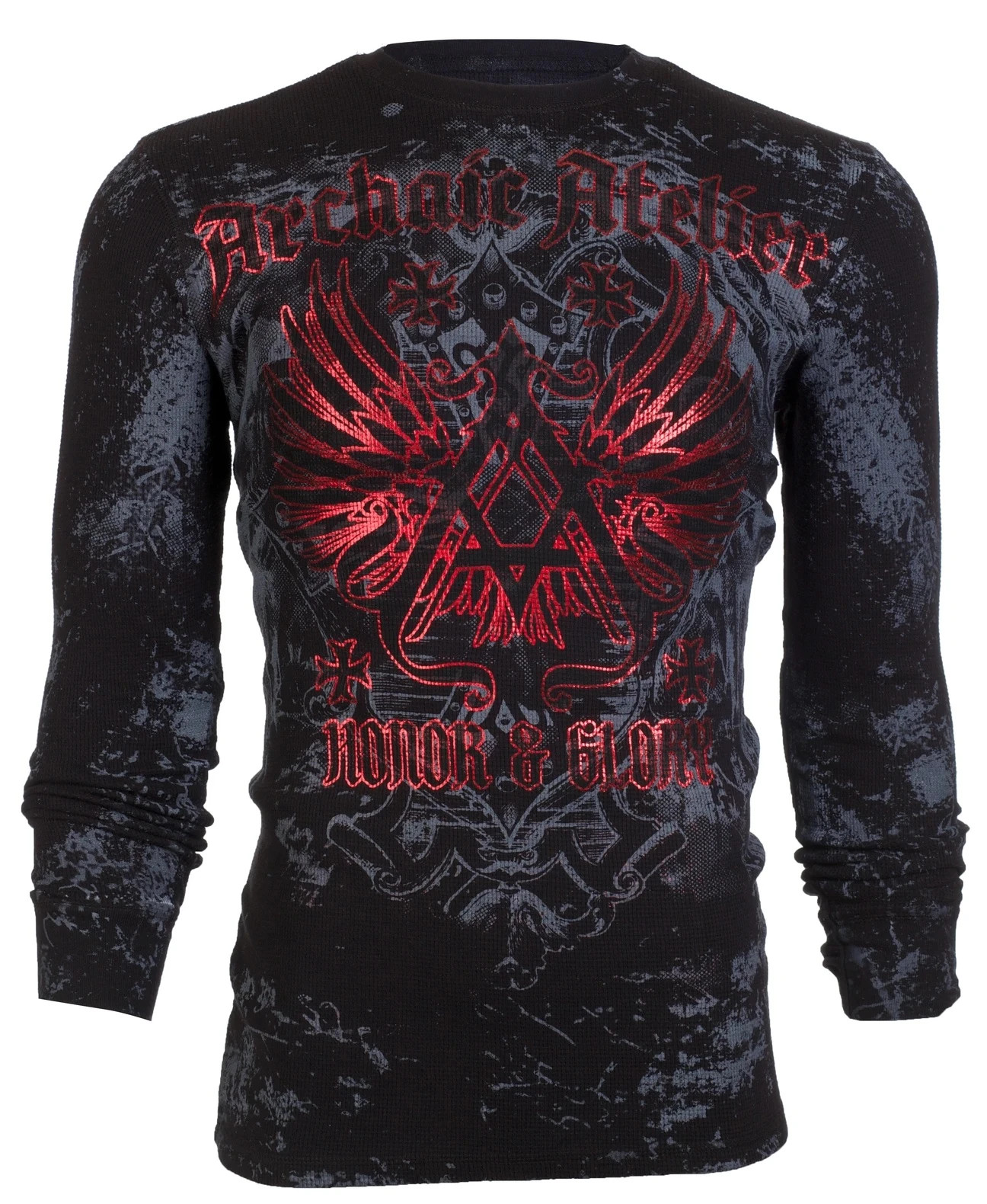 ARCHAIC by AFFLICTION Men’s Long Sleeve THERMAL Shirt ACHILLES Biker Black $58