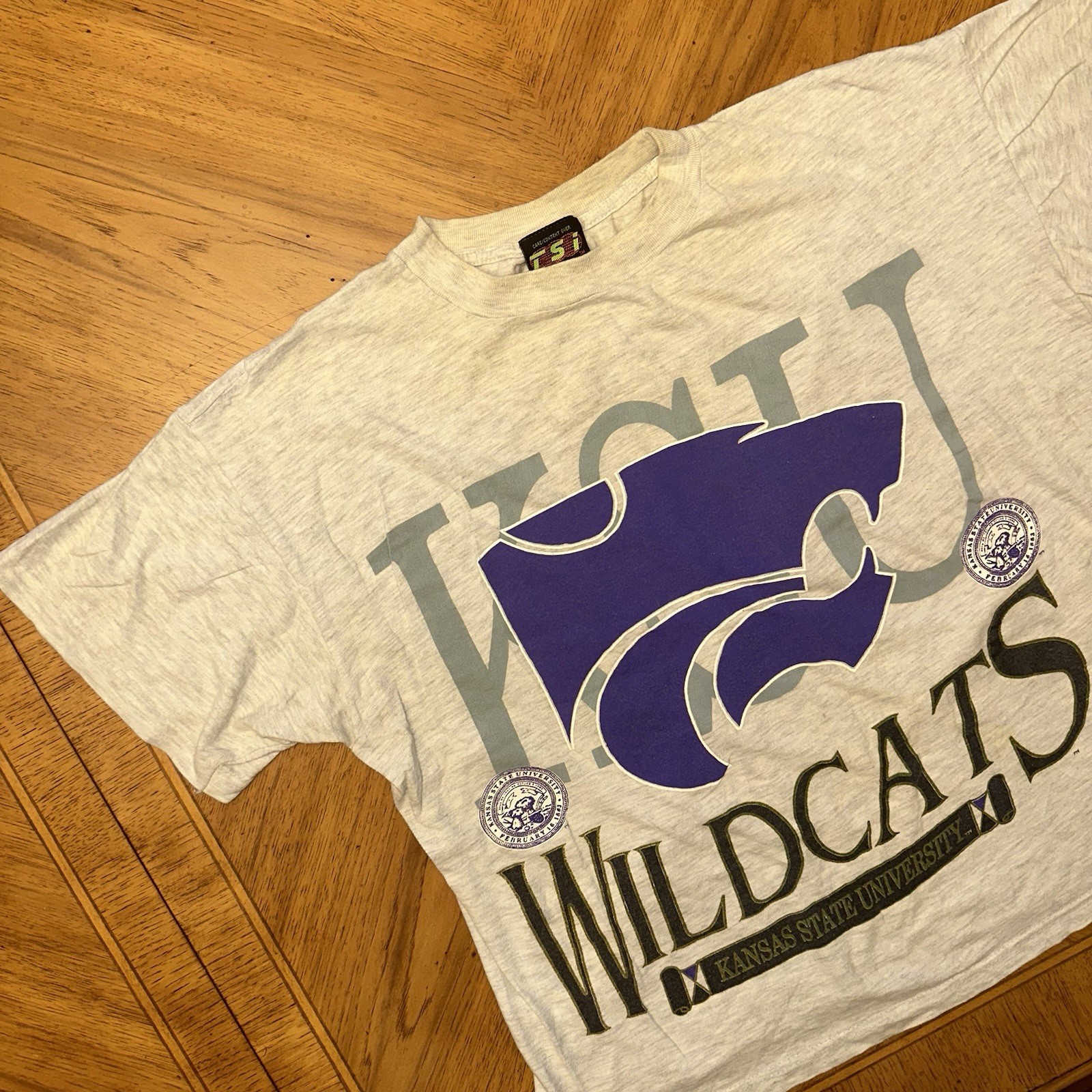 Vintage Kansas State University Tshirt Adult Gray Size XL TSi KSU Wildcats Tee