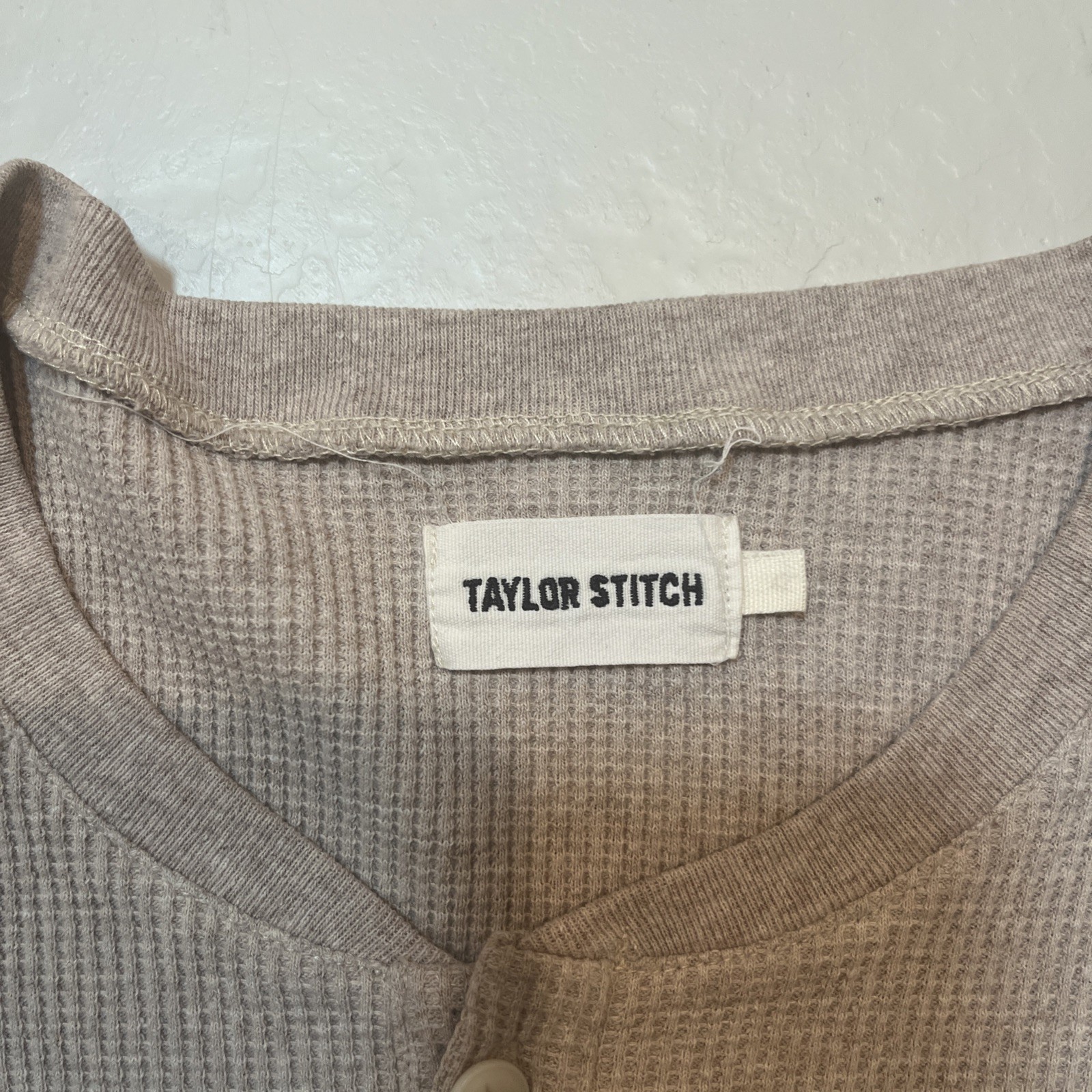 Taylor Stitch Waffleknit Henley Thermal Shirt Heavyweight Solid Sz. 42