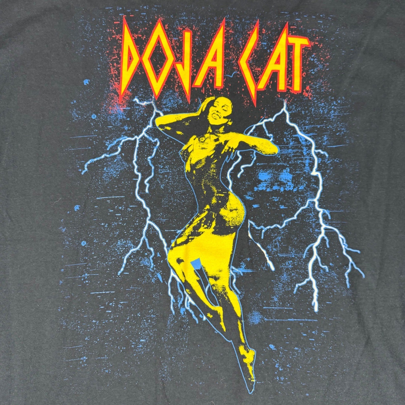 Doja Cat Official Graphic T-Shirt Black XXL Lightning Bolt Tour Merch Tee Cotton