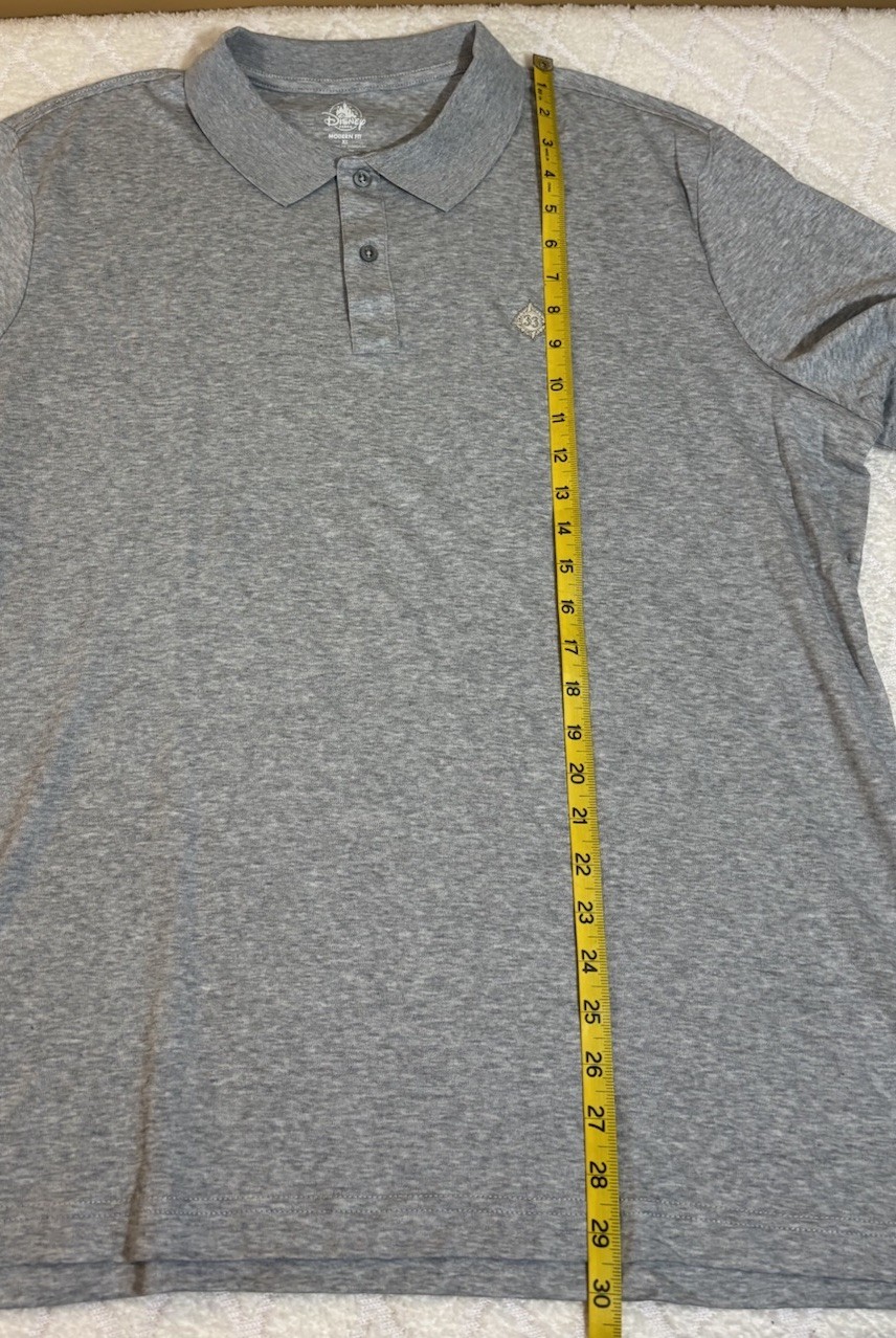 New Disney Parks Club 33 Embroidered Logo Gray Modern Fit Polo Shirt Men Size XL