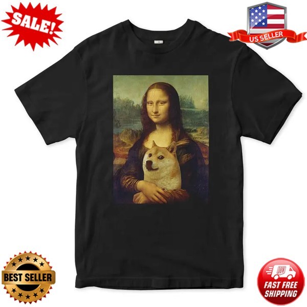 Mona Lisa with Doge Shiba Inu T-Shirt, S-5XL