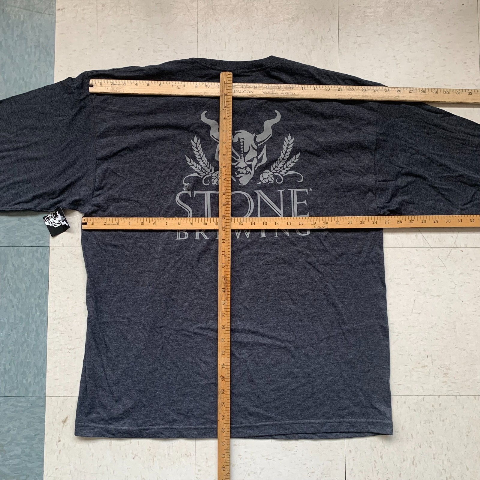 NEW STONE BREWING Black Double Sided Long Sleeve LOGO Spellout T Shirt Pick Size