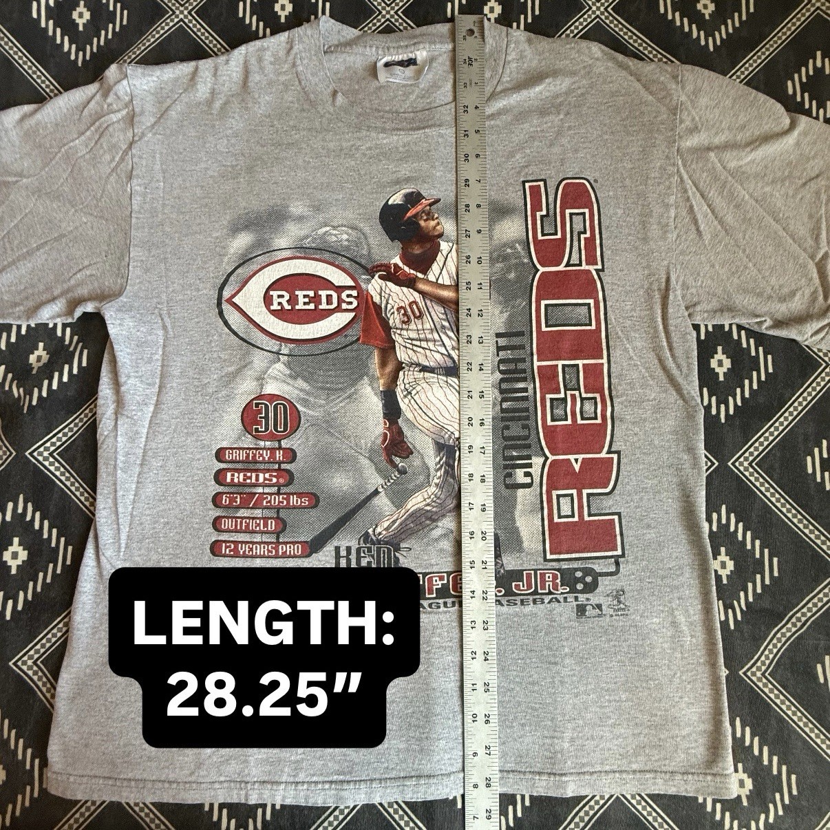 KEN GRIFFEY JR Cincinnati Reds MLB Licensed T-Shirt 2000 LARGE Preowned VTG