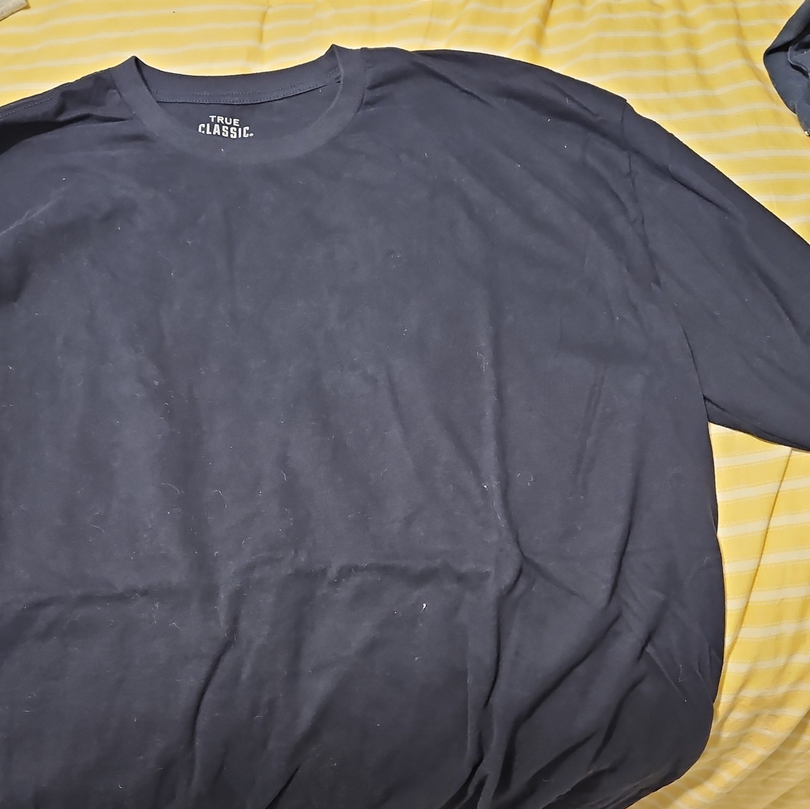 True Classic Men’s XL Black Solid Crew Neck Long Sleeve Cotton Blend T-Shirt