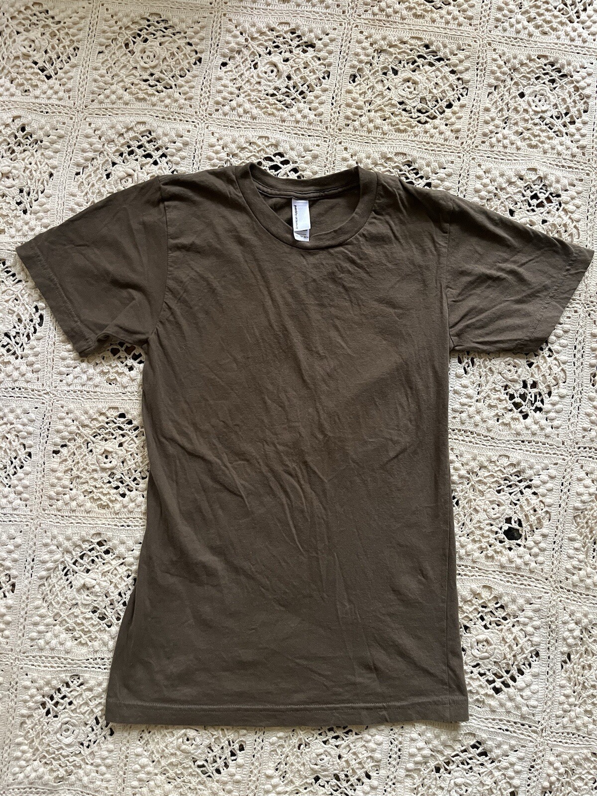 American Apparel Basic Brown T Shirt Scoop Neck Size XS