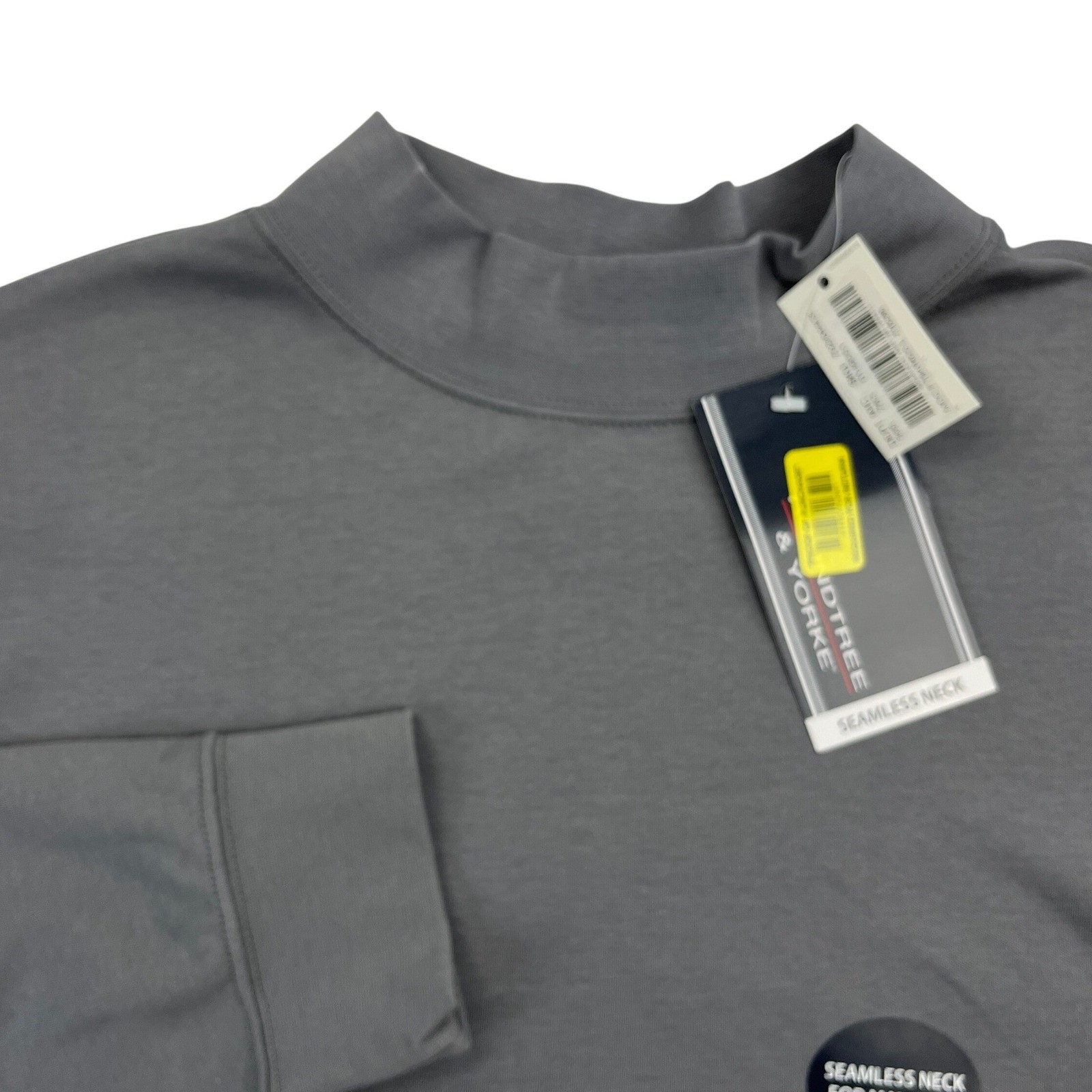Roundtree & Yorke Mens Large Gray Seamless Mock Neck Long Sleeve Shirt NWT