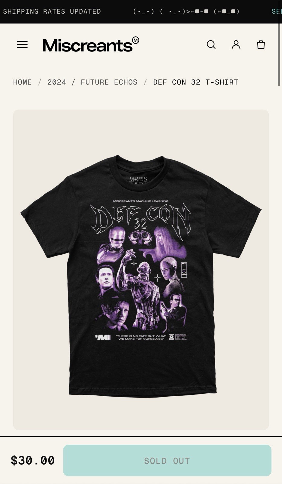 MISCREANTS Machine Learning DEF CON 32 T-Shirt XL Black Purple DC32 Vendor AI