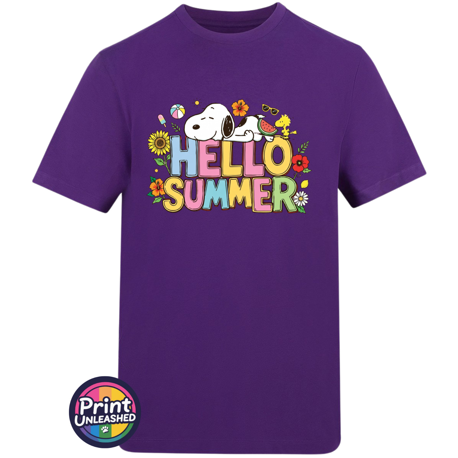 Hello Summer T-Shirt Unisex S-2XL AWDis Summer Beagle Tee Dog & Bird Top Gift