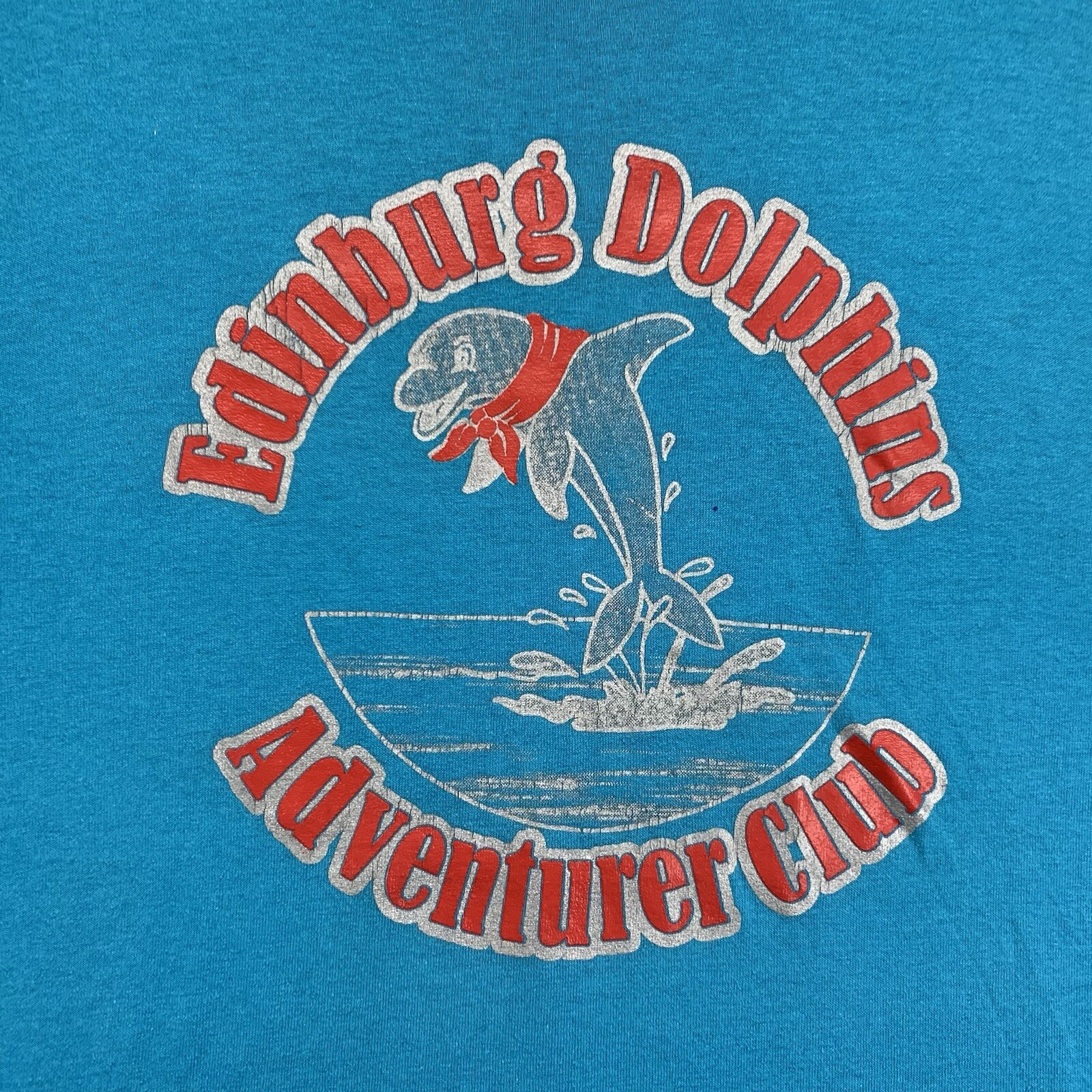 Vintage Blue T Shirt Mens Size Medium Edinburg Dolphins Adventurer Club Director