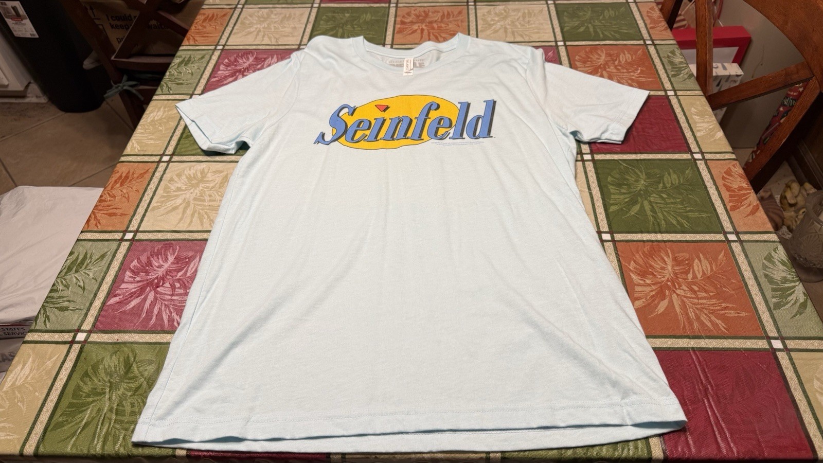 Large Seinfeld Logo Shirt 90s Sitcom TV Show Ripple Junction Retro Graphic