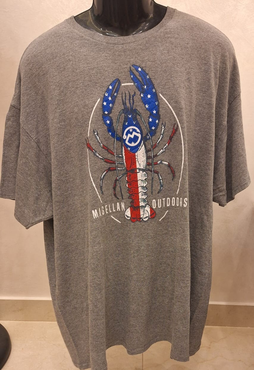 Magellan Outdoors Lobster Graphic T-Shirt Gray 2XL Delta Pro Weight Casual Tee