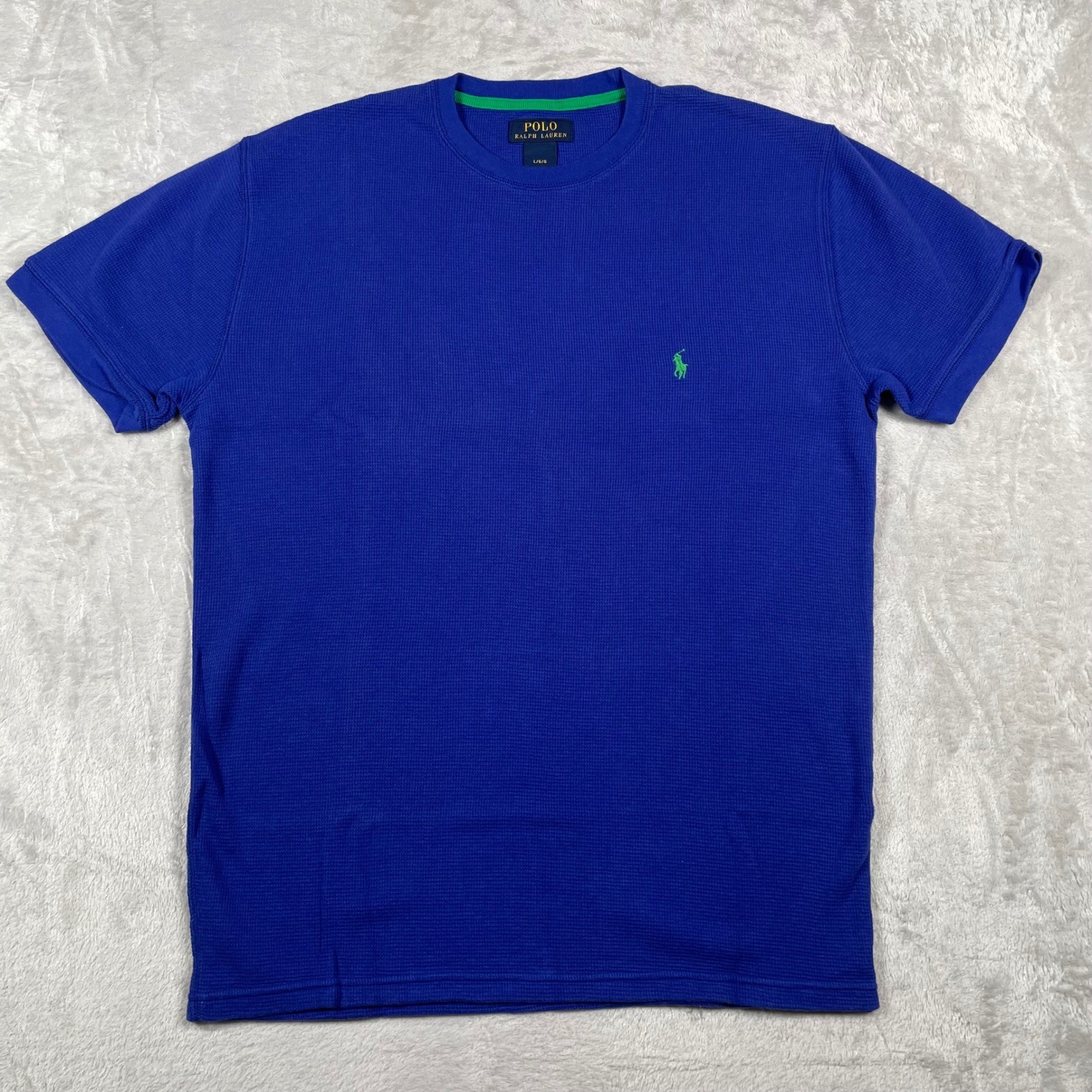 Polo Ralph Lauren Mens Waffle Knit Thermal Crewneck T Shirt Blue Size L G