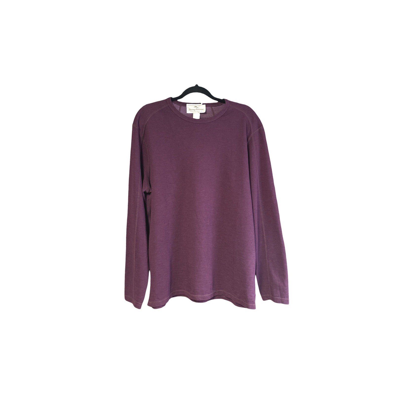 Tommy Bahama Mens Reversible Long Sleeve Shirt Large Purple Microstripe Crewneck