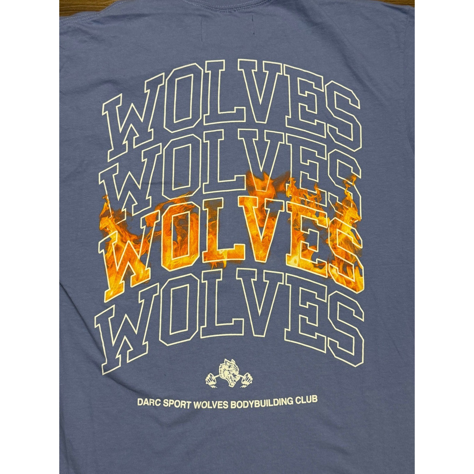 Darc Sport Wolves Bodybuilding Club Streetwear T-Shirt Purple Flames Sz M