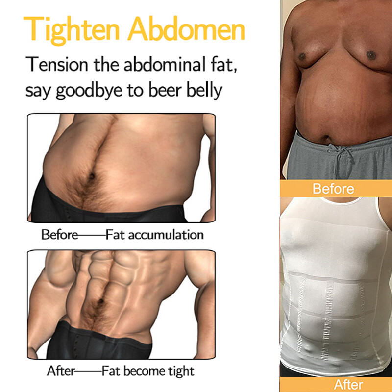 Men Slimming Body Shaper Belly Chest Compression Vest Girdle T-Shirt Tank Top US