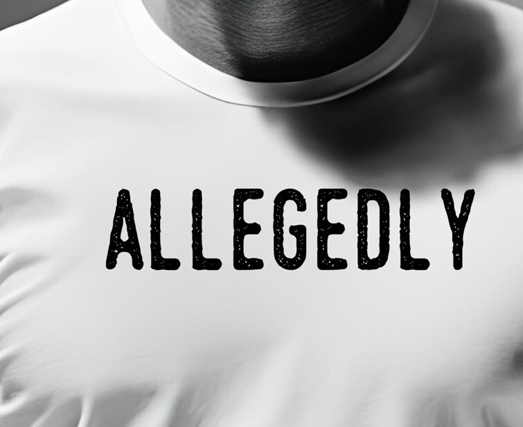 “Allegedly” Screen printed 100% cotton T-shirt hand made California Size M