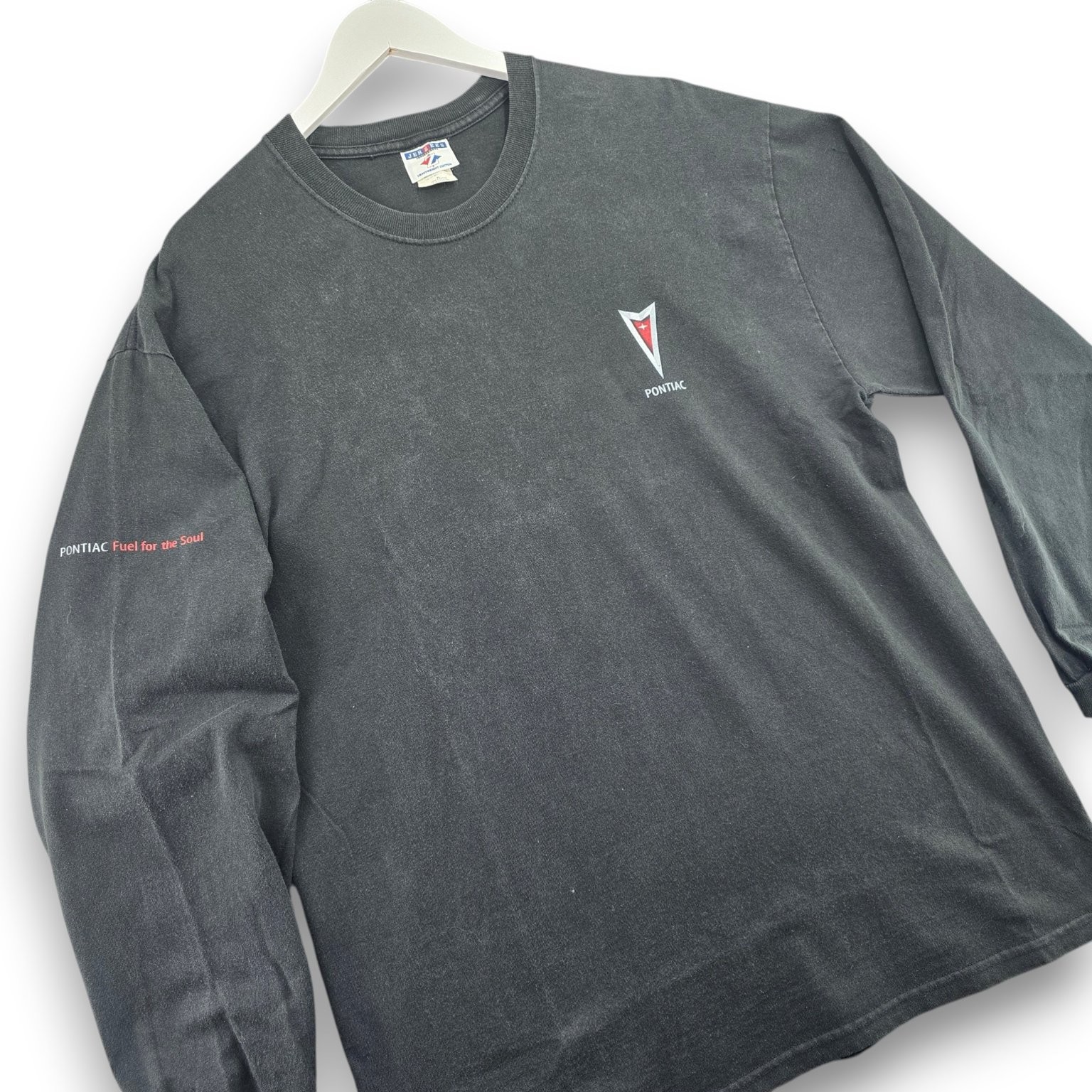 Jerzees T-Shirt Men’s XL Charcoal Gray Pontiac Logo Long Sleeve Cotton Top