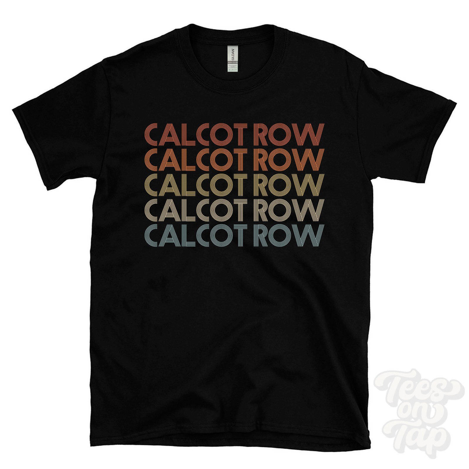 CALCOT ROW REPEATED RETRO STYLE T-SHIRT mens & womens uk place name gift