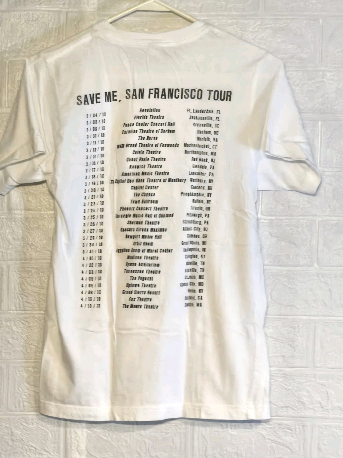 Train “Save Me San Francisco” T-Shirt Ladies S White Summer Tour 2010