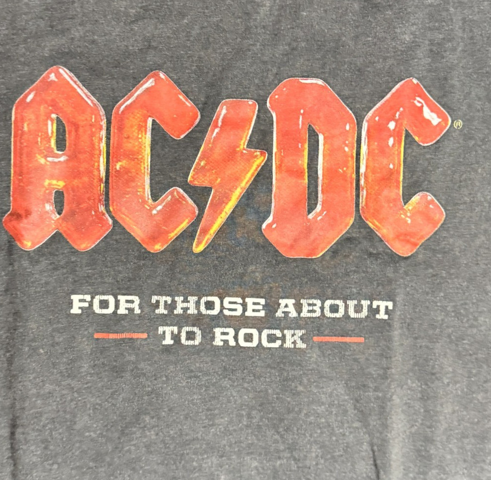AC/DC Mens 3XL Shirt For Those About To Rock Cannon Band Graphic Tee Gray NWOT