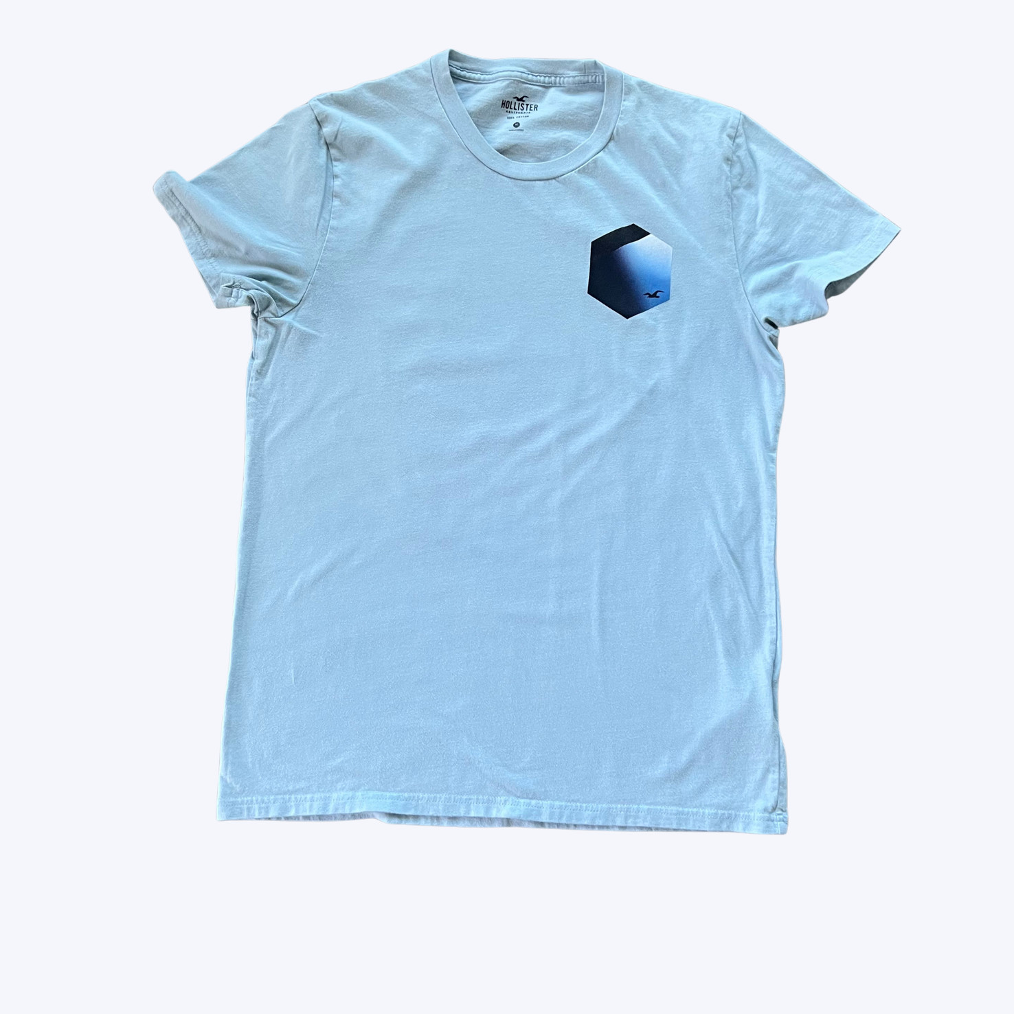 Hollister T-Shirt Adult Medium Short Sleeve Blue Cube Box