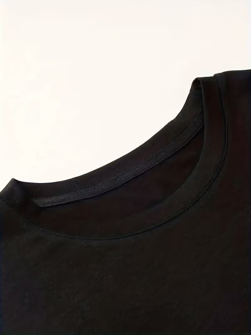 Plain Cotton Short Sleeve Mens T-shirt Casual Classic Black Blank Value Shirt Te