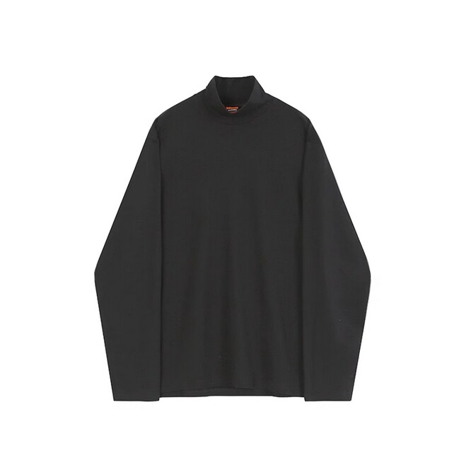 Men Bottoming Long Sleeved Tee T-Shirt Half Turtleneck Loose Crewneck Top