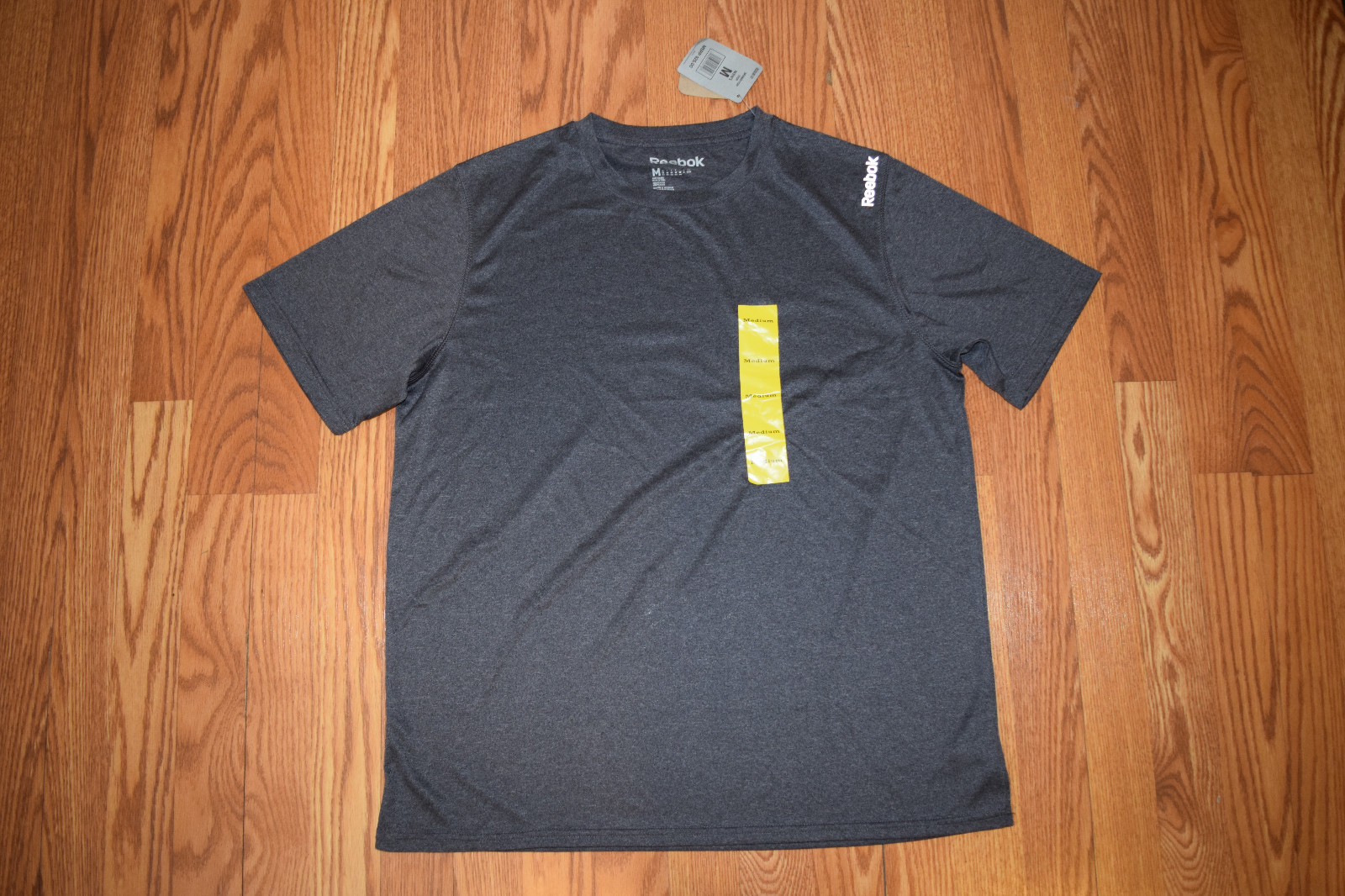 REEBOK Mens Shirt PlayDry Dark Gray Crew Neck SS Shirt M Medium