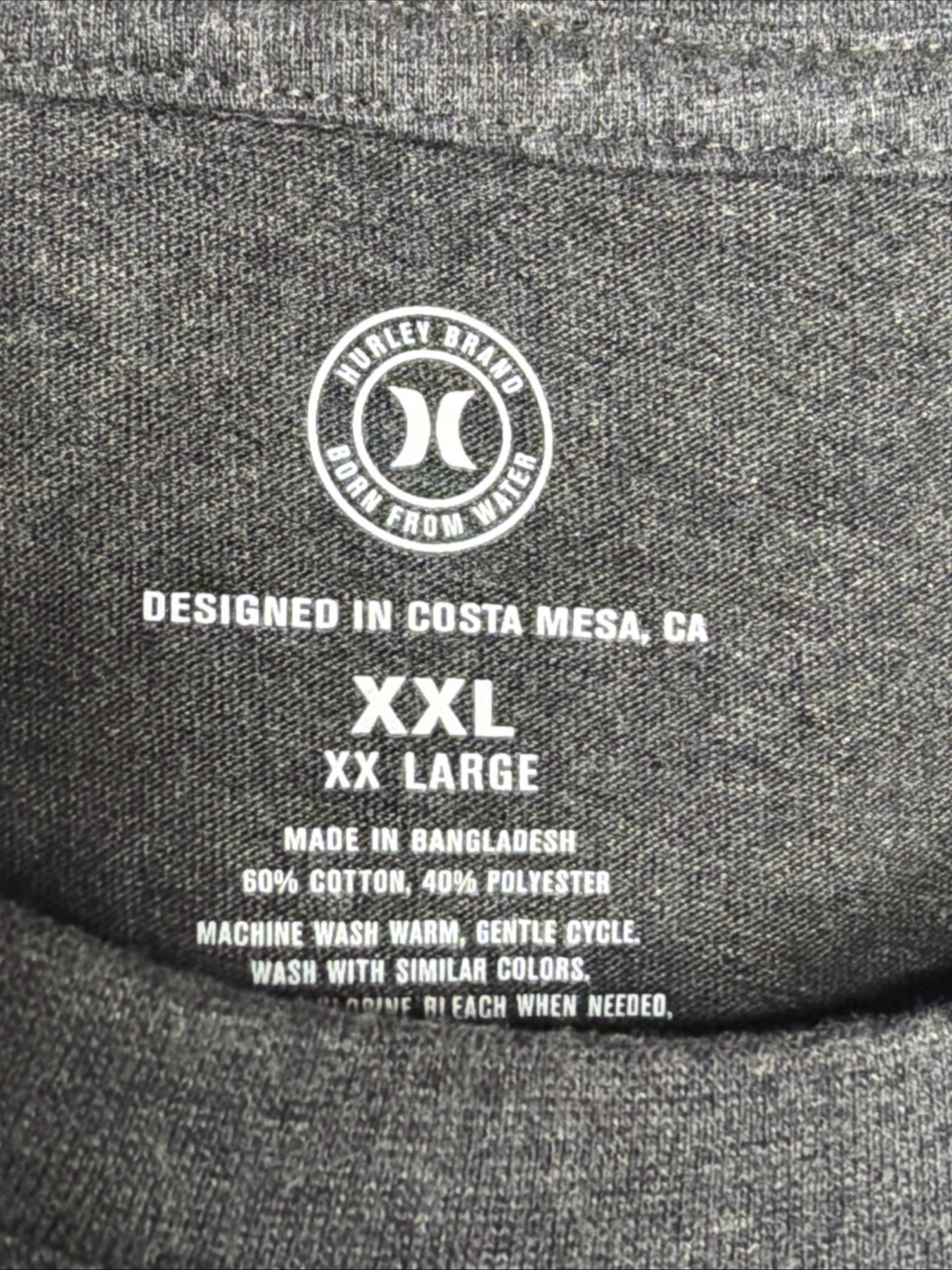 Hurley Men’s T-Shirt Charcoal Gray Short Sleeve One Pocket Blocked Size XXL