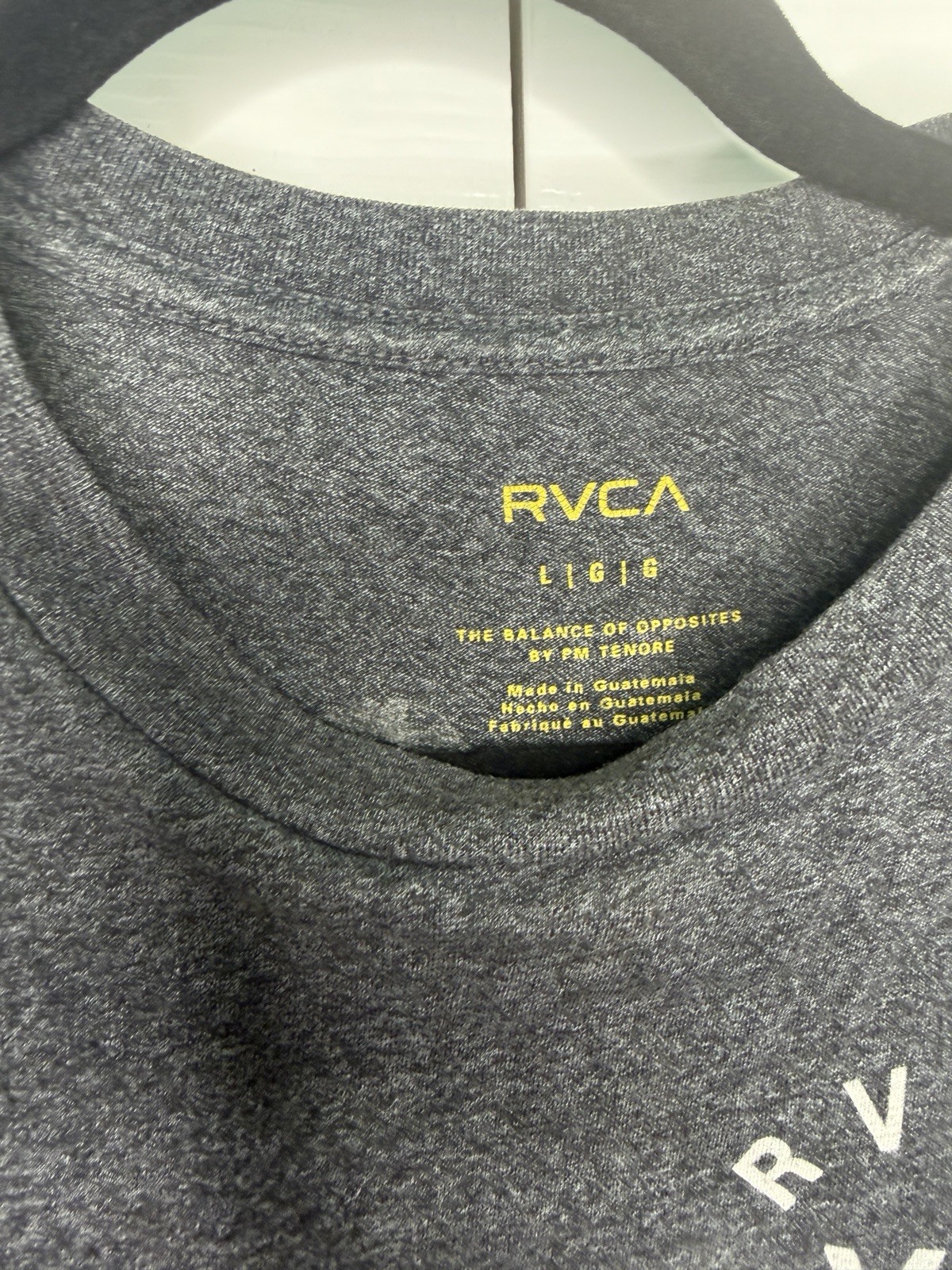 RVCA LIGI6 Men’s L Gray Logo Graphic Crew Neck Short Sleeve Jersey T-Shirt