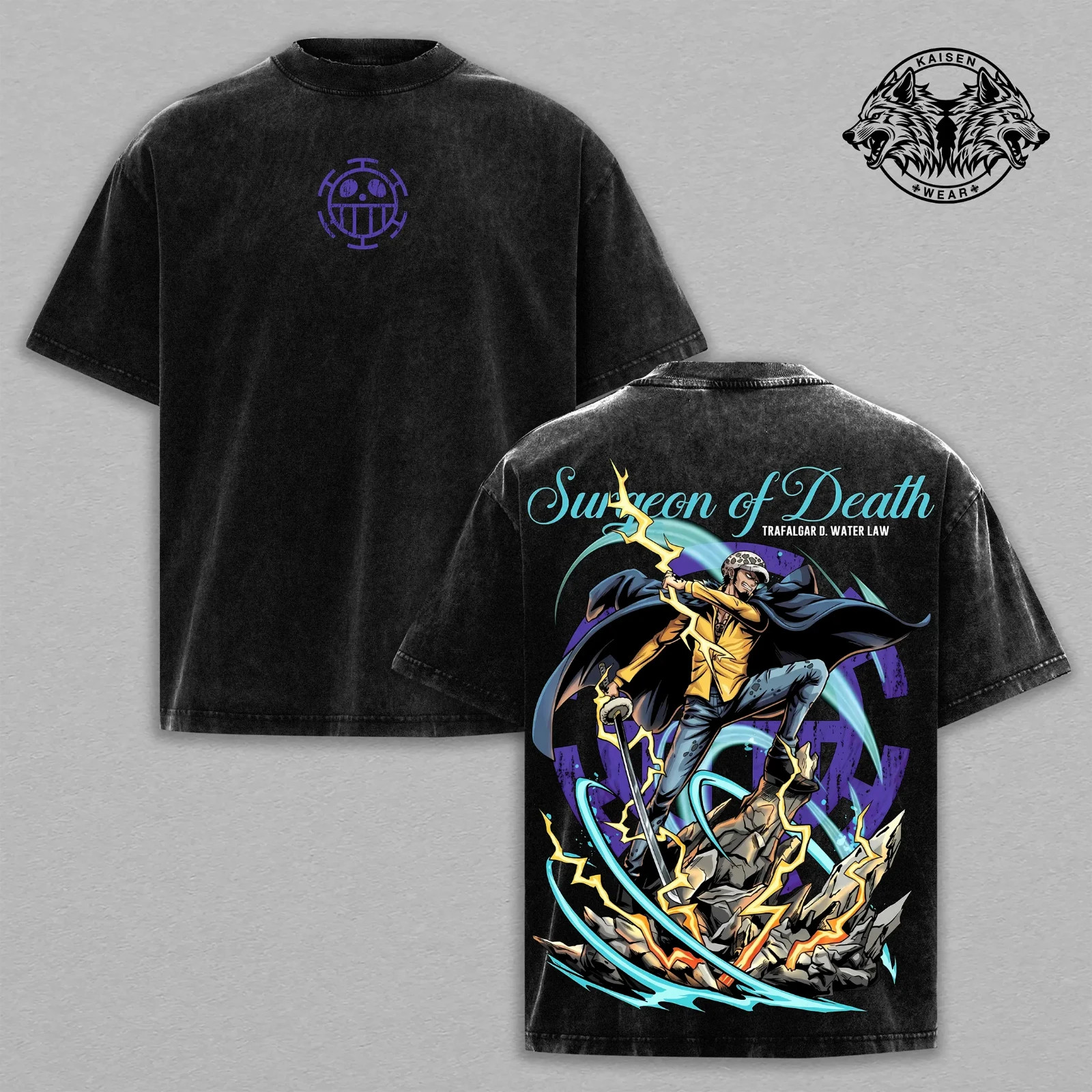 Trafalgar Law Surgeon of Death T-shirt – OP Vintage Washed Tee 90s, Oversized