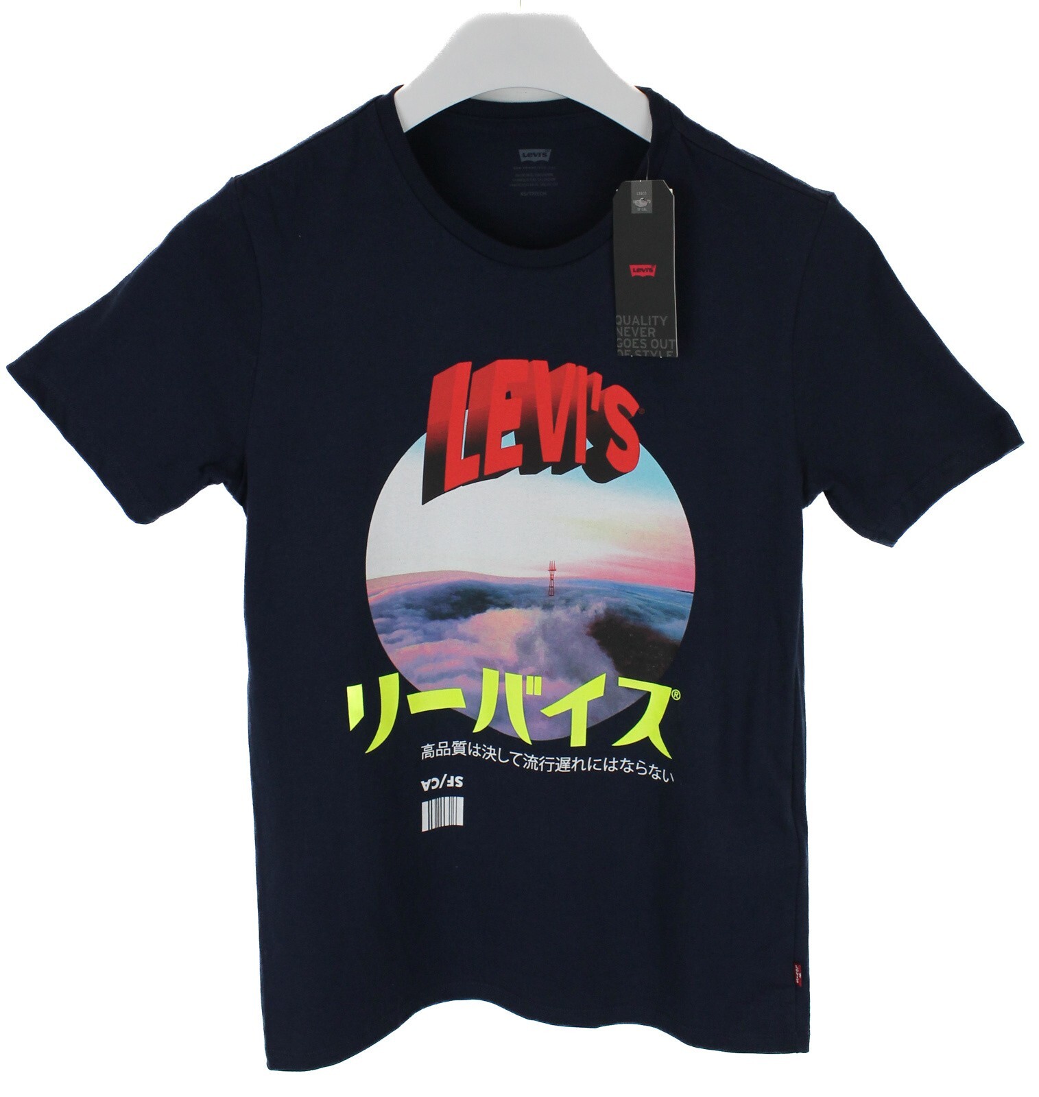LEVI’S T-Shirt Men’s XS (EXTRA SMALL) Short Sleeve Crew Neck Print Dark Blue