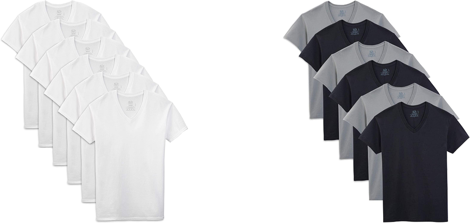 Fruit of the Loom Men’s Short Sleeve White V-Neck T-Shirts (6 Pack)