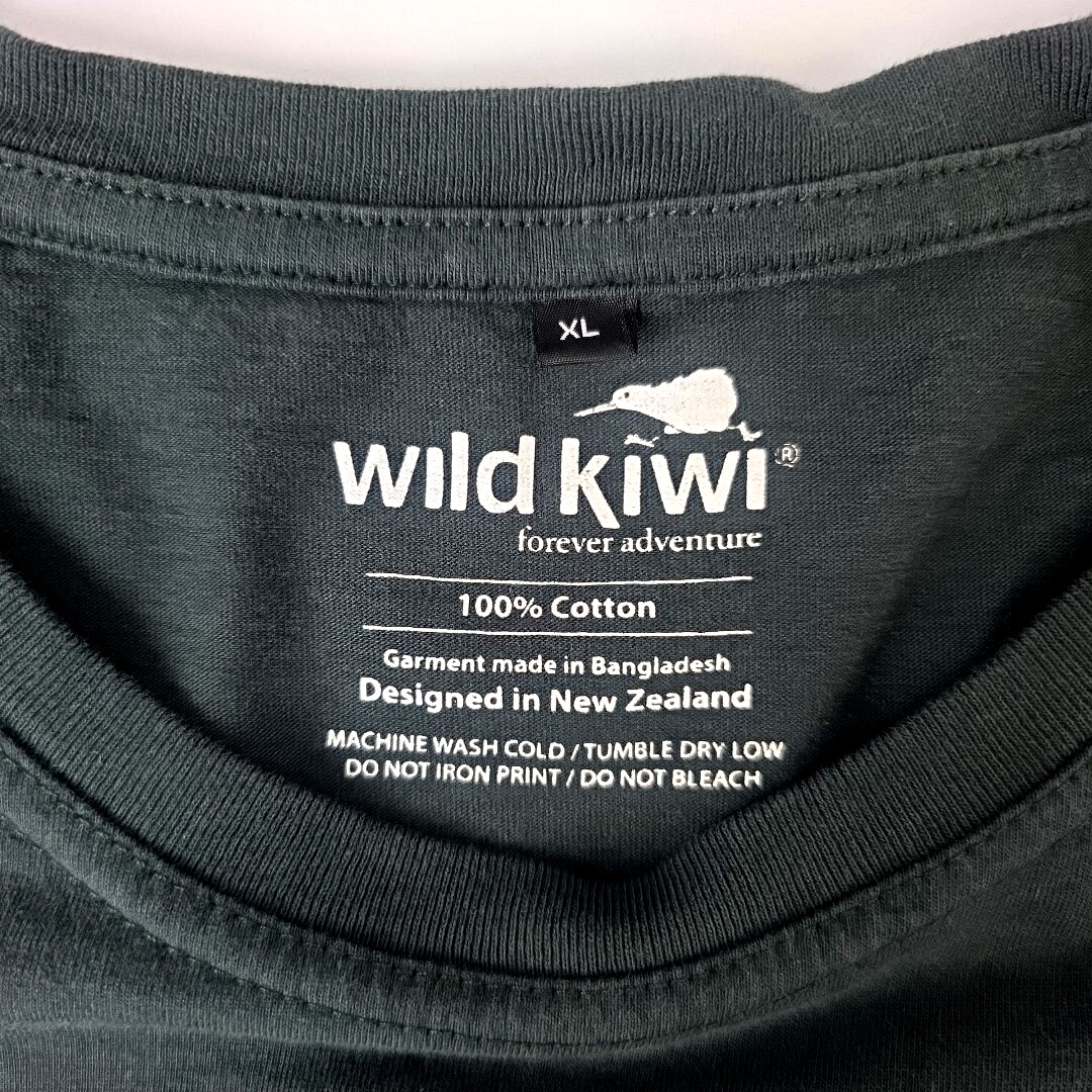 Wild Kiwi New Zealand T-Shirt Mens XL Black Aotearoa Māori Art Graphic Tee Rare