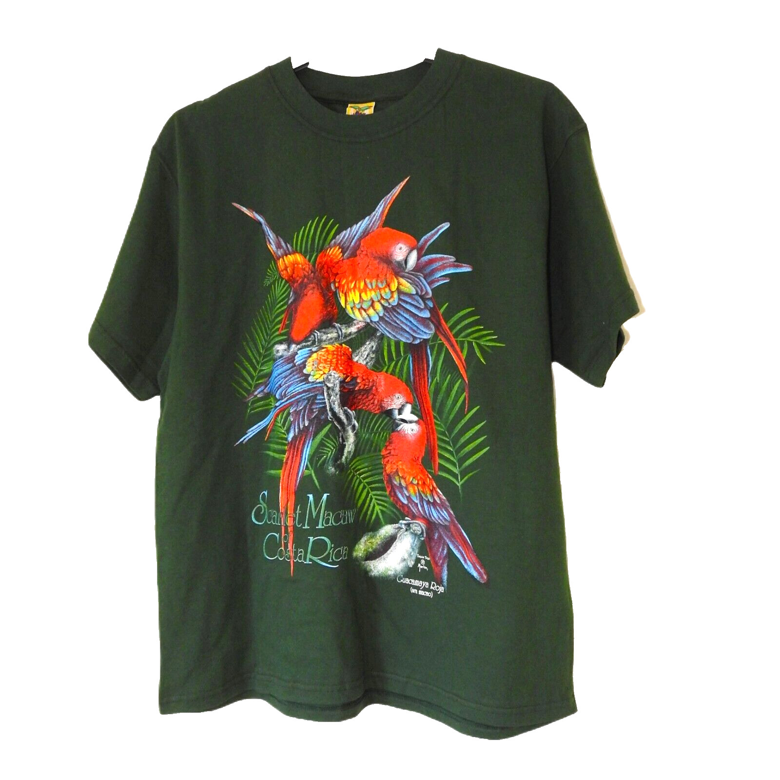 Vintage Tucan Tico Costa Rica Macaw Graphic T Shirt Size L Green New With Tags