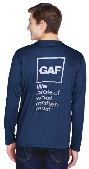 GAF Roofing 100% Polyester 3XL Tee by Team 365 T-Shirt (Back-Logo, Front-Plain)