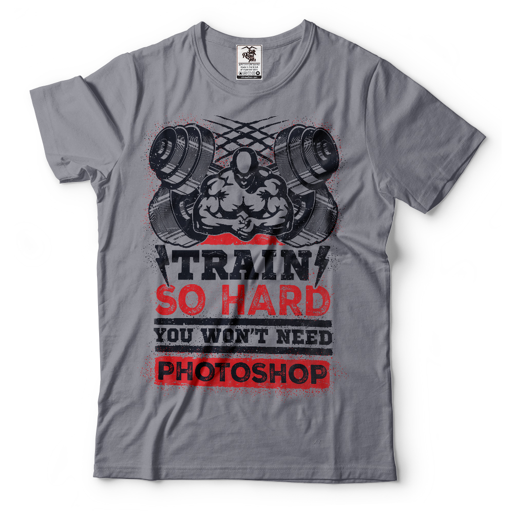 Train Hard T-Shirt Workout GYM Motivation Tee Shirt