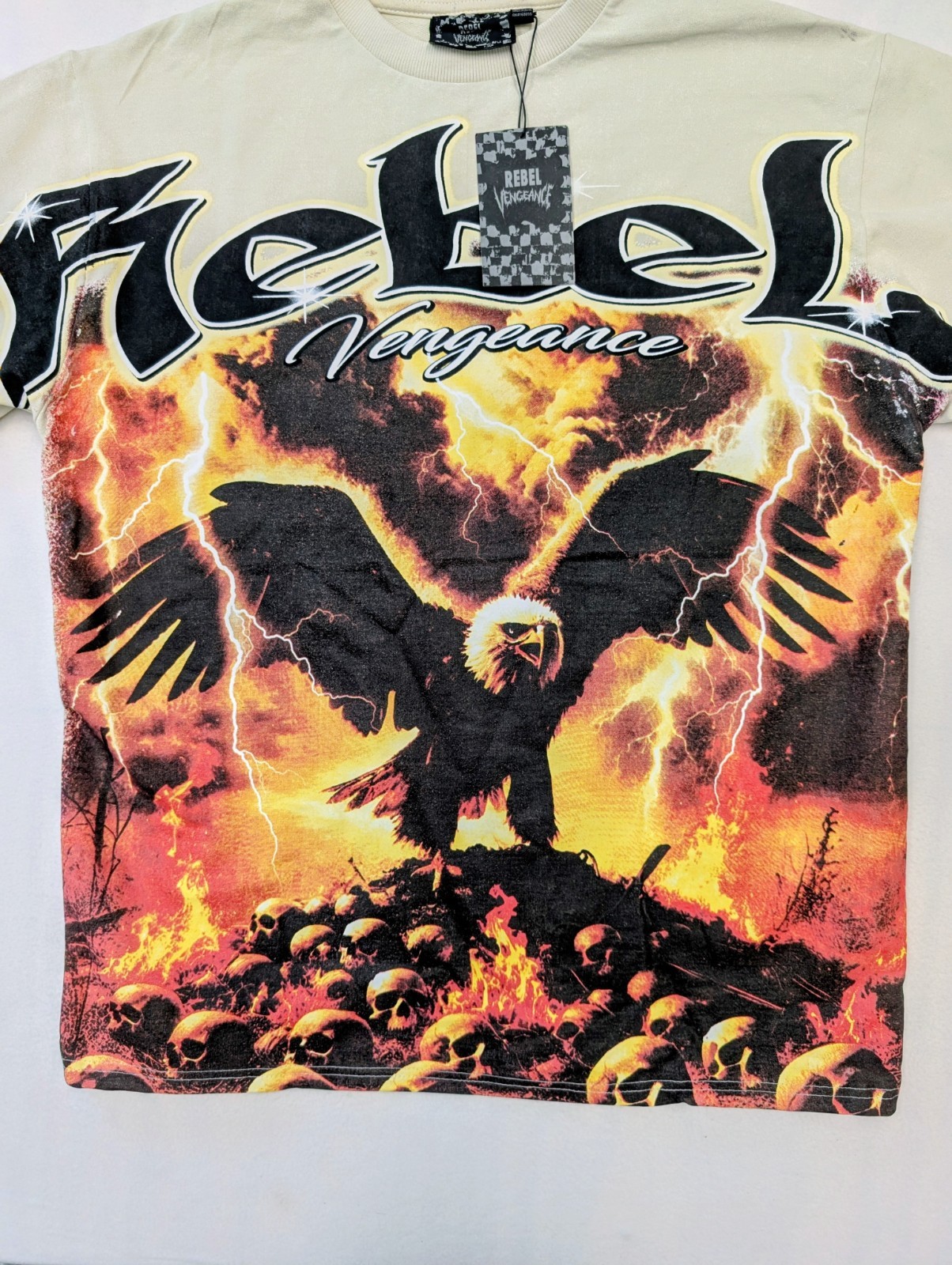 Rebel Vengeance Eagle Lightning Skull Graphic T-Shirt NWT XL Mens Tee