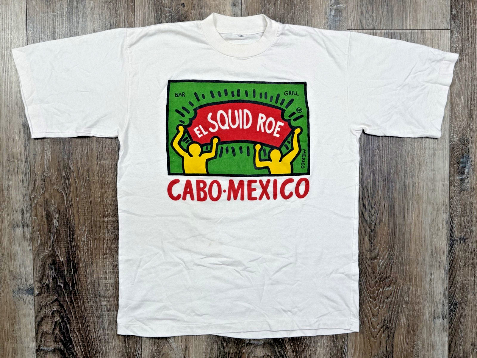 Vintage El Squid Roe T-Shirt Size Large Cabo Mexico Keith Haring Single Stitch