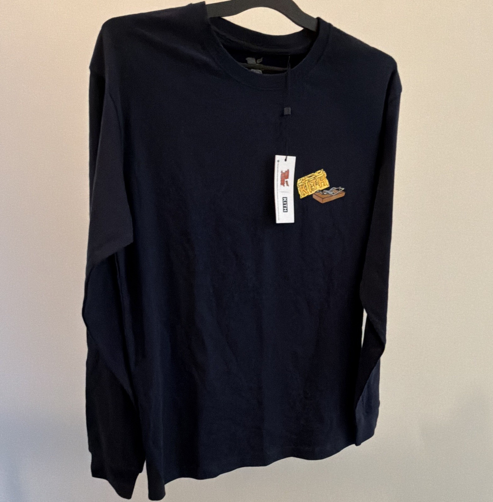 Kith x Tom and Jerry Long Sleeve Shirt Men’s Small Navy Graphic Tee NWT Rare
