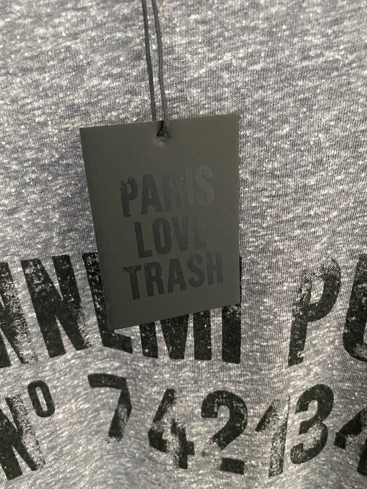Paris Love Trash L’Ennemi Public T-Shirt Heather Gray Large Size New with Tags