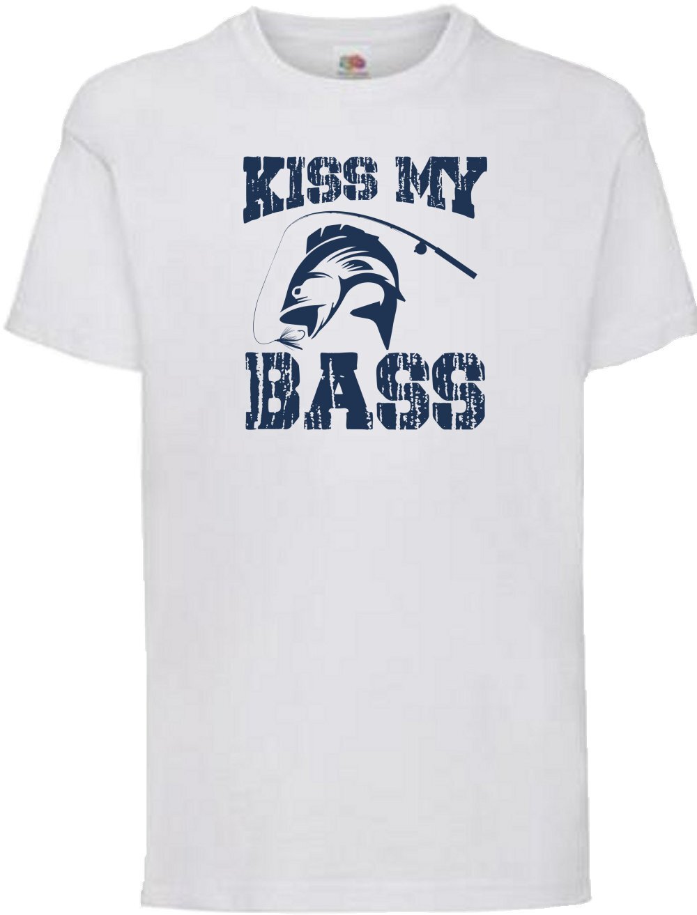 Fishing Kiss My Bass Humour Novelty T Shirt Various Colours And Sizes