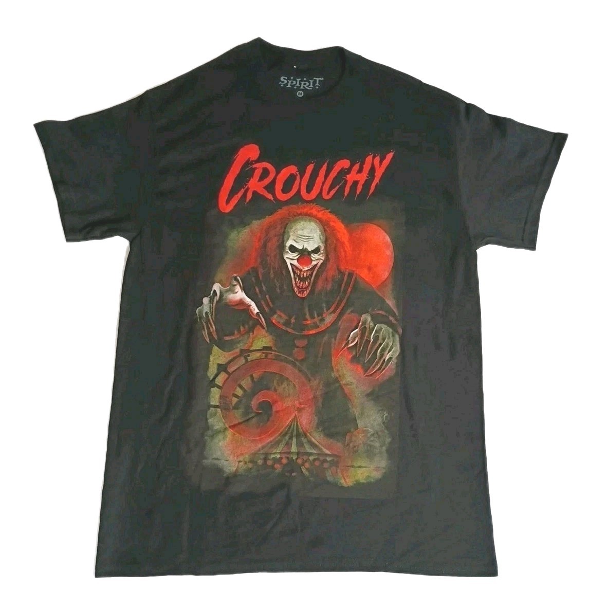 Crouchy Clown Spirit Halloween T- Shirt Sz M Chest 19 in Length 29.5 in NWOT.