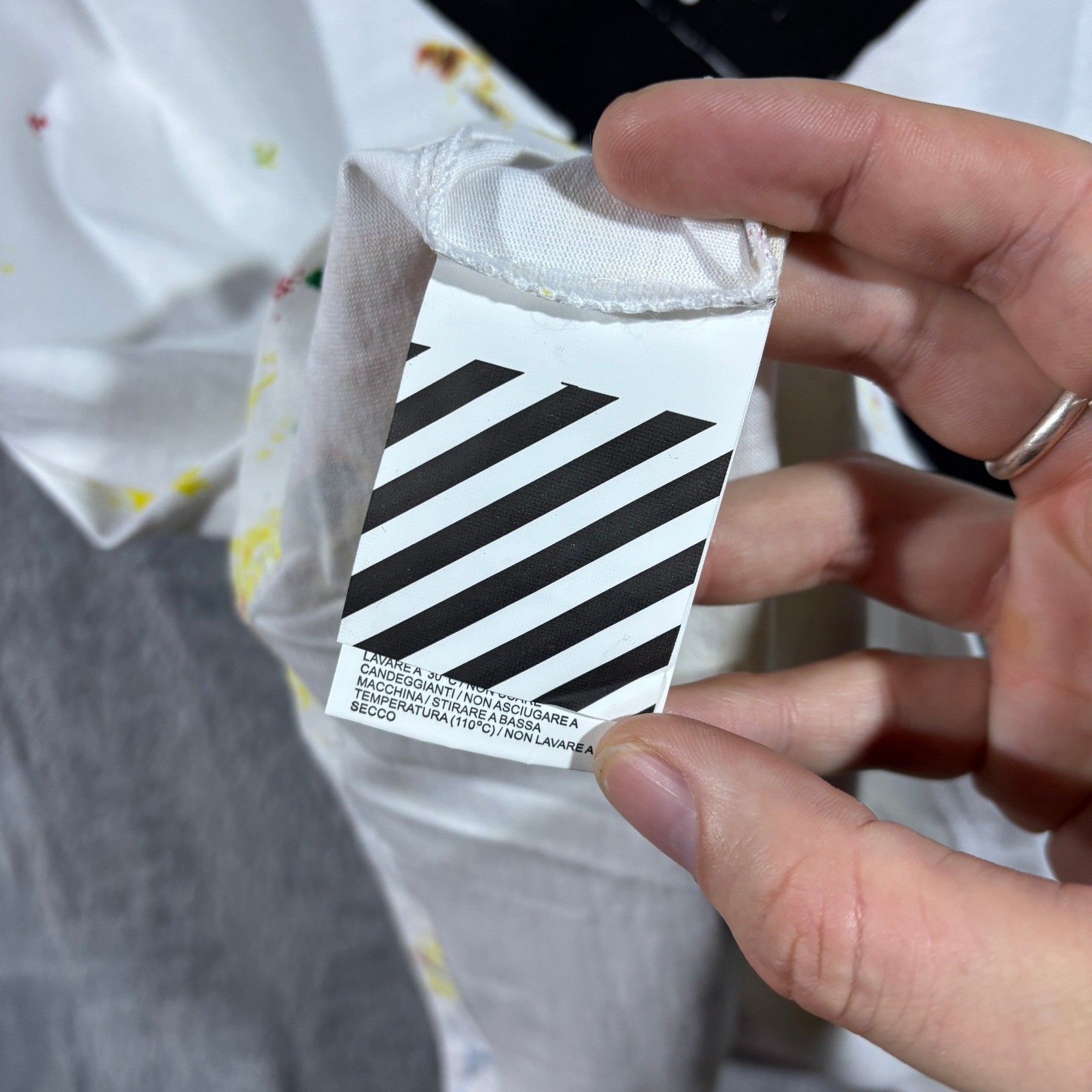 Off White Main Label Graphic T Shirt Adult XL White Paint Splatter Virgil Abloh