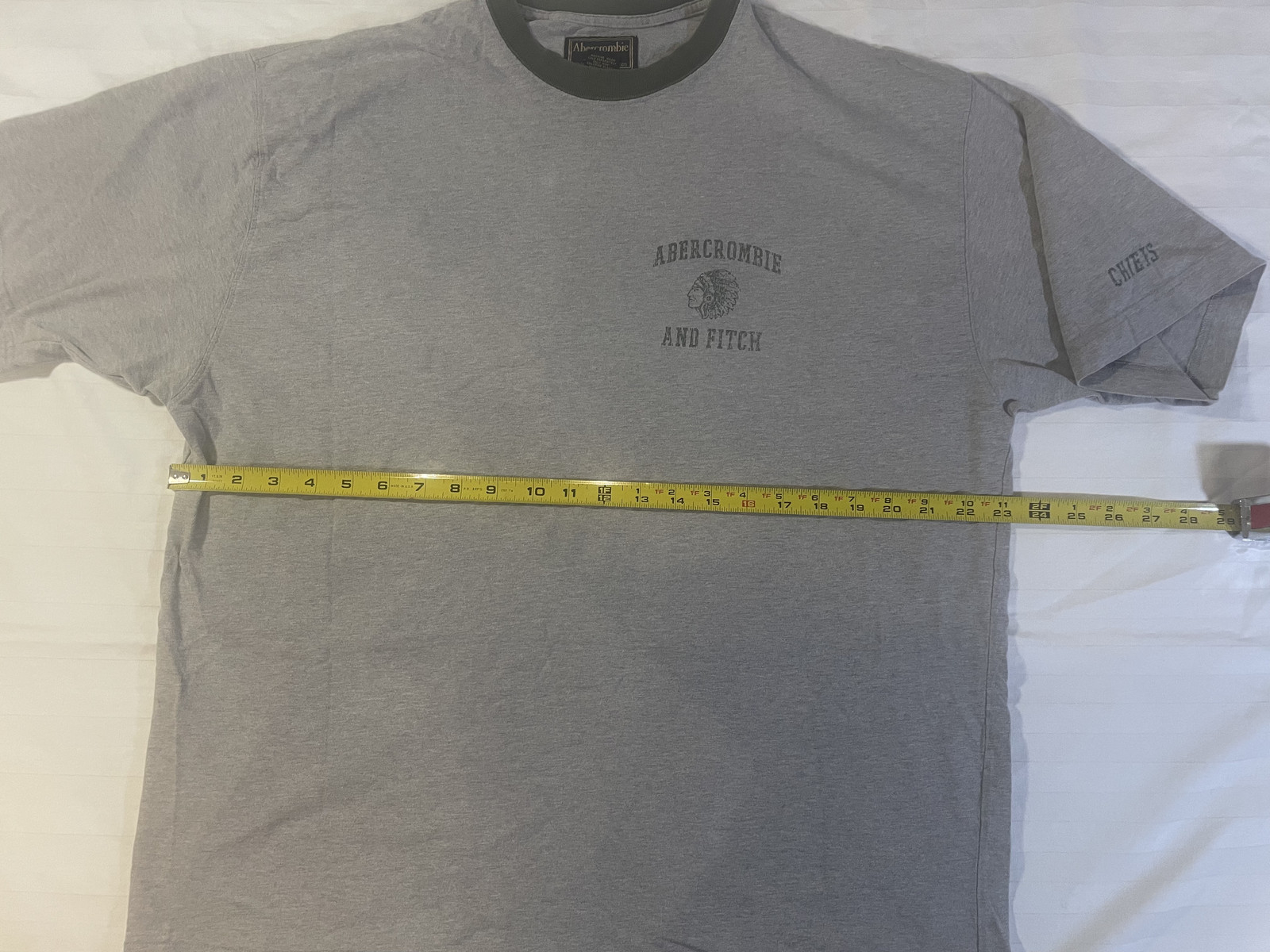 Vintage Y2K Abercrombie & Fitch Ringer T Shirt Mens XL Gray Indian Head Logo USA