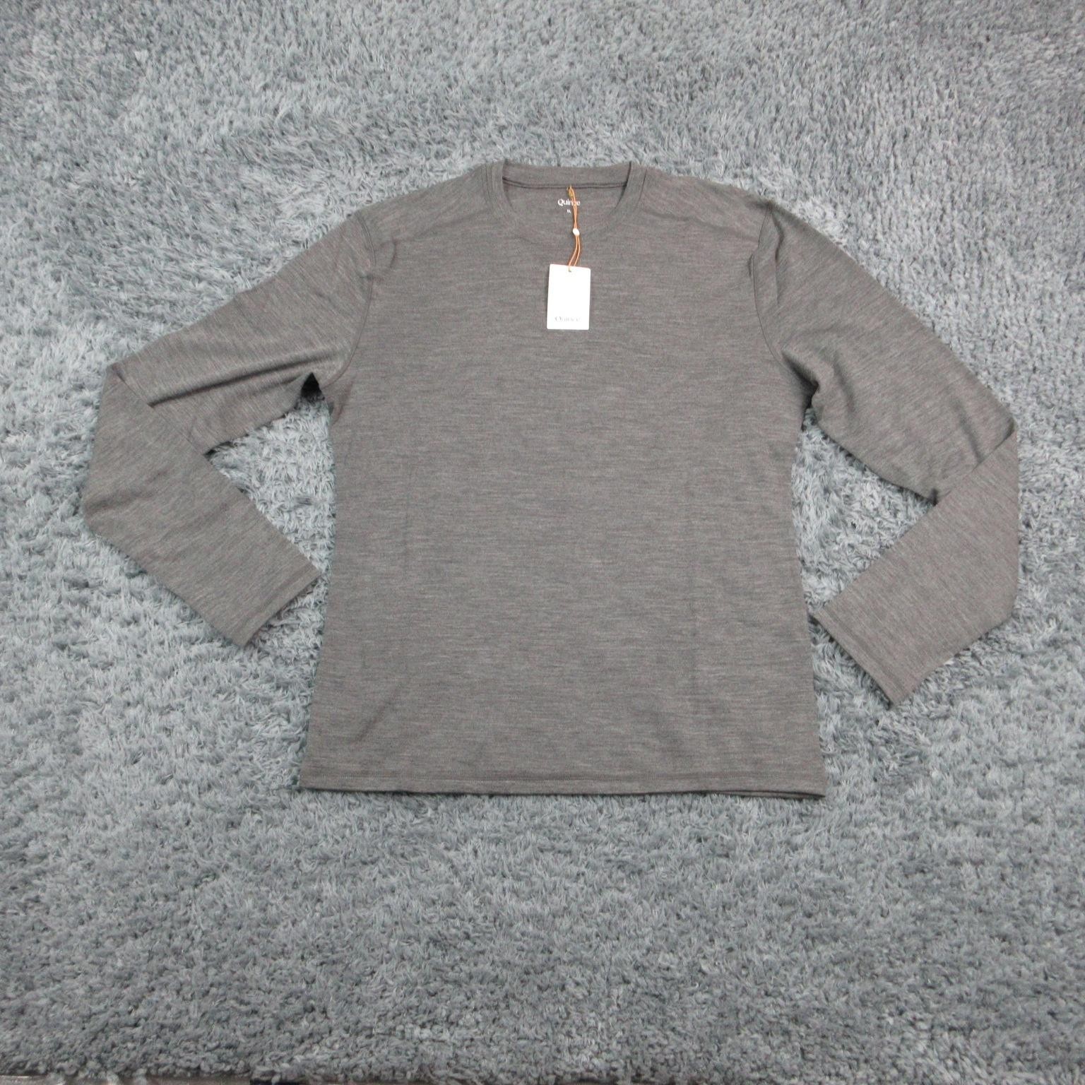 Quince Shirt Mens XL Gray 100% Merino Wool Cold Weather Base Layer Crew NWT
