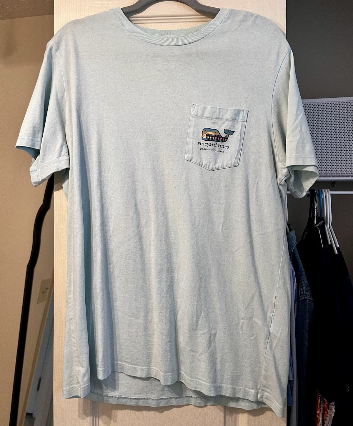 Vineyard Vines Panama City Beach Whale Pocket T-Shirt Blue Men’s M