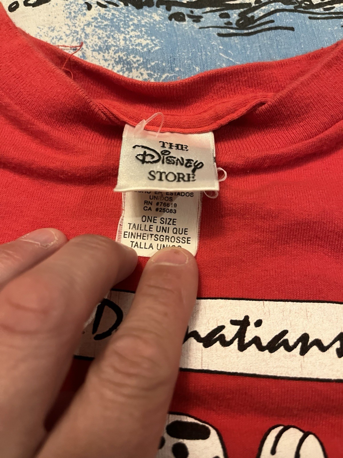 Vintage Disney 101 Dalmatians T-Shirt One Size Red Puppy Movie 90s Tee Promo VTG