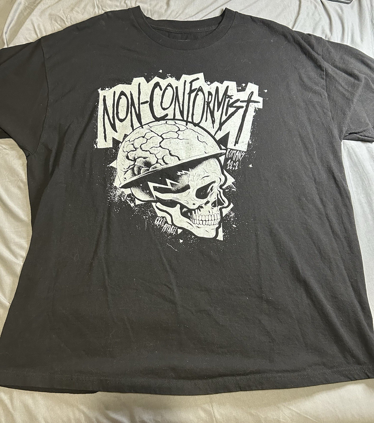 Non-conformist CXXII Apparel 2XL Xxl Black T Shirt Jesus Tee Romans 12:2 Skull